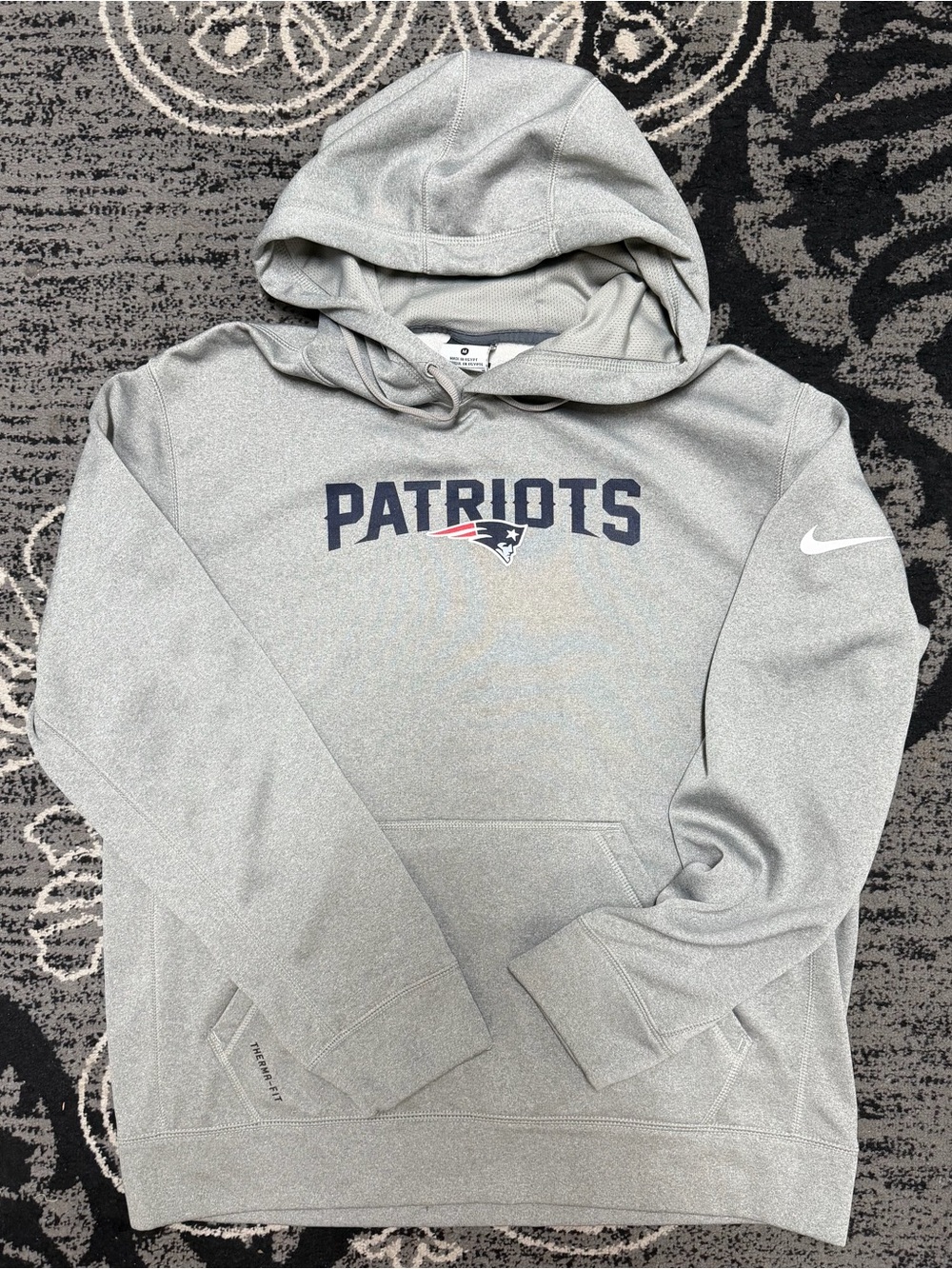 Nike Patriots Gray Crewneck Hoodie with Team Logo